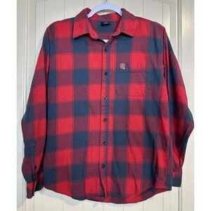 Ohio State Buckeyes Flannel Plaid Button Up Shirt Red Men's S‎